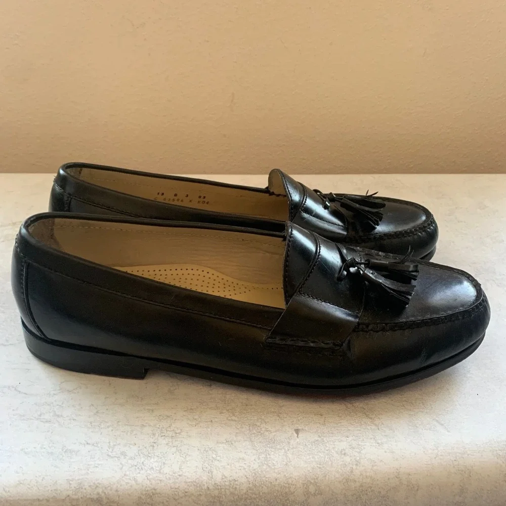 Cole Haan Pinch Maine Classic Tassel Loafers Black Leather Men's 13D C03506
